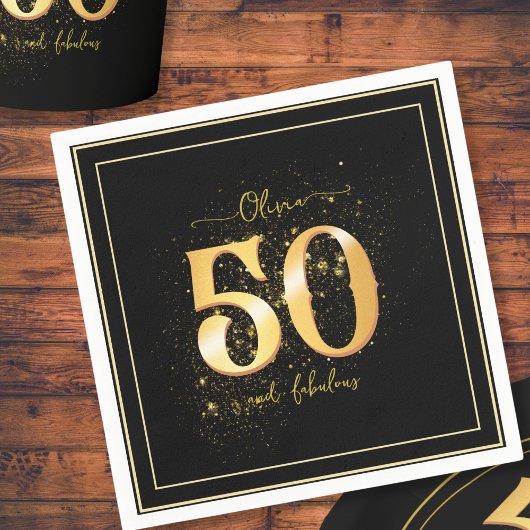 50 en Fabulous Glitter Elegant Goud Zwart Servet