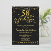 50 en Fabulous Glitter Gold Black Birthday Party Kaart (Staand voorkant)