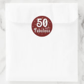 50 en Fabulous Glitter Red 50e verjaardag Ronde Sticker (Tas)