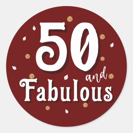 50 en Fabulous Glitter Red 50e verjaardag Ronde Sticker (Voorkant)