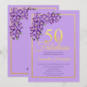 50 en Fabulous Gold 50th Birthday Party Kaart (Voorkant / Achterkant)