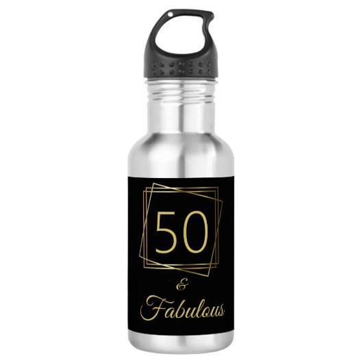 50 en Fabulous Gold Birthday Waterfles (Voorkant)