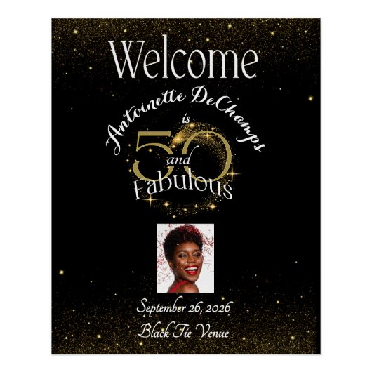 50 en Fabulous Gold Black 50ste verjaardagsfeestje Perfect Poster (Voorkant)