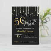 50 en Fabulous Gold Black Lights verjaardagsfeestj Kaart (Staand voorkant)