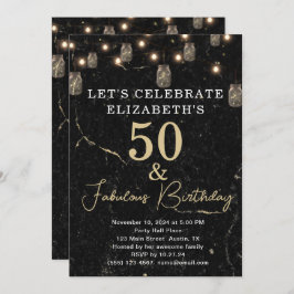 50 en Fabulous Gold Black Marble Mason Jar Lights Kaart