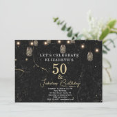 50 en Fabulous Gold Black Marble Mason Jar Lights Kaart (Staand voorkant)