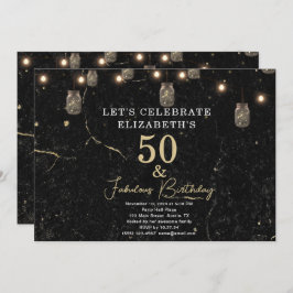 50 en Fabulous Gold Black Marble Mason Jar Lights Kaart