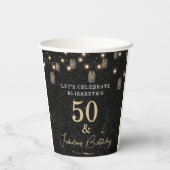 50 en Fabulous Gold Black Marble Mason Jar Lights Papieren Bekers (Achterkant)