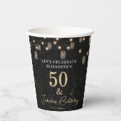 50 en Fabulous Gold Black Marble Mason Jar Lights Papieren Bekers (Voorkant)
