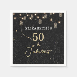 50 en Fabulous Gold Black Marble Mason Jar Lights Servet