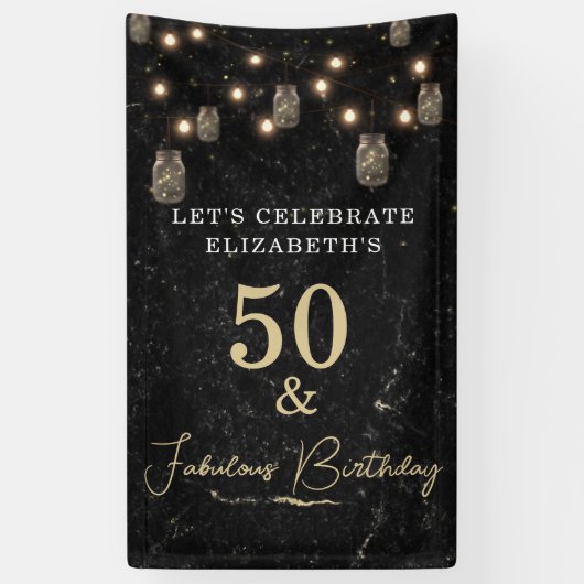 50 en Fabulous Gold Black Marble Mason Jar Lights Spandoek (Verticaal)