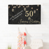 50 en Fabulous Gold Black Marble Mason Jar Lights Spandoek (Insitu)
