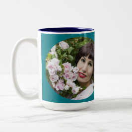 50 en Fabulous Gold Blauwgroen Blauw Foto Naam toe Tweekleurige Koffiemok