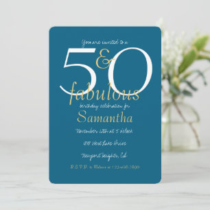 50 en Fabulous Gold Blue 50e verjaardag Kaart