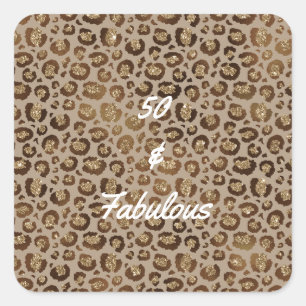 50 en Fabulous Gold Cheetah Vierkante Sticker
