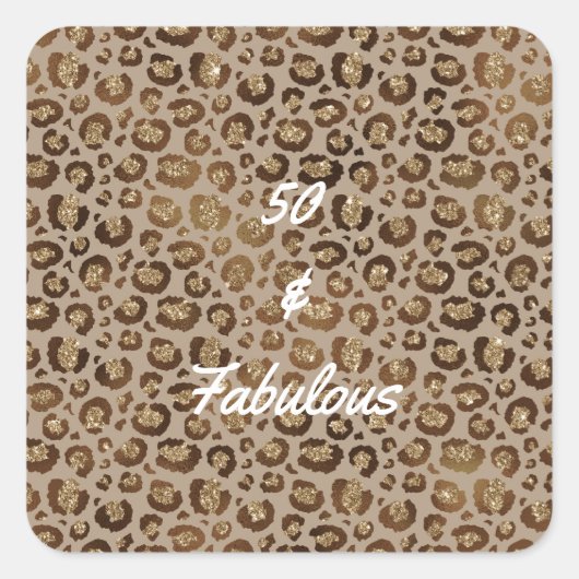 50 en Fabulous Gold Cheetah Vierkante Sticker (Voorkant)