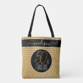 50 en Fabulous Gold Custom Name Birthday Party Tote Bag (Achterkant)