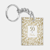 50- en Fabulous Gold Decorative Swirl Leaves Sleutelhanger (Voorkant Links)