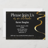 50 en Fabulous Gold en Black Photo Party Invite Kaart (Achterkant)