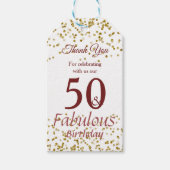 50 en Fabulous Gold en Bourgondië Sparkle Cadeaulabel (Voorkant)