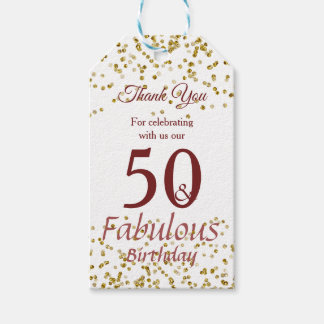 50 en Fabulous Gold en Bourgondië Sparkle Cadeaulabel