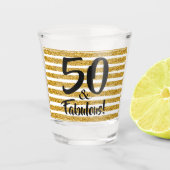 50 en Fabulous Gold Faux Glitter Custom Shot Glas (Voorkant)