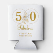 50 en Fabulous Gold Floral Script Birthday Blikjeskoeler (Achterkant)