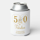50 en Fabulous Gold Floral Script Birthday Blikjeskoeler (Blikje Achterkant)