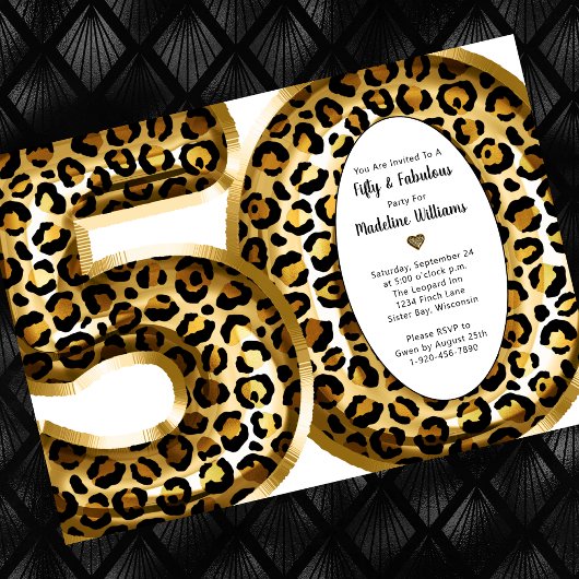 50 en Fabulous Gold Foil Leopard Print Kaart