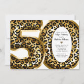 50 en Fabulous Gold Foil Leopard Print Kaart (Voorkant)