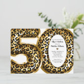 50 en Fabulous Gold Foil Leopard Print Kaart (Staand voorkant)
