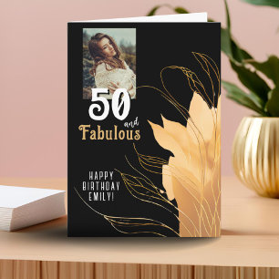 50 en Fabulous Gold Foliage 50e verjaardag foto Kaart
