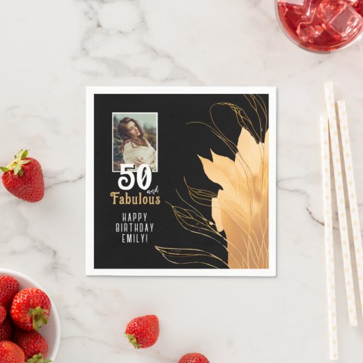 50 en Fabulous Gold Foliage 50e verjaardag foto Servet (Insitu)
