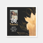 50 en Fabulous Gold Foliage 50e verjaardag foto Servet (Voorkant)