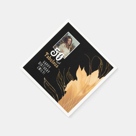 50 en Fabulous Gold Foliage 50e verjaardag foto Servet (Hoek)