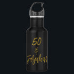 50 en Fabulous Gold Folie Verjaardag Water Fles<br><div class="desc">50 en Fabulous Gold Folie Verjaardag Water Fles voor Verjaardag Party Celebration</div>