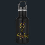 50 en Fabulous Gold Folie Verjaardag Water Fles<br><div class="desc">50 en Fabulous Gold Folie Verjaardag Water Fles voor Verjaardag Party Celebration</div>
