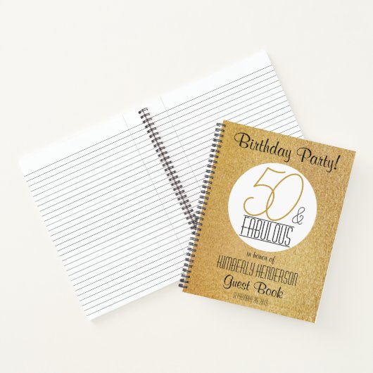 50- en Fabulous Gold-gepersonaliseerde Birthday Gu Notitieboek (Binnen)