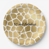 50 en Fabulous Gold Giraffe - Abstract afdrukken Papieren Bordje (Voorkant)