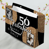 50 en Fabulous Gold Glitter 2 Foto 50e verjaardag Groot Cadeauzakje