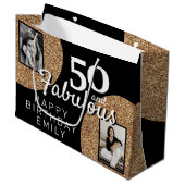 50 en Fabulous Gold Glitter 2 Foto 50e verjaardag Groot Cadeauzakje (Voorkant Gekanteld)