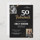 50 en Fabulous Gold Glitter 2 Foto 50e verjaardag Kaart (Voorkant)