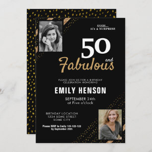 50 en Fabulous Gold Glitter 2 Foto 50e verjaardag Kaart