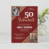 50 en Fabulous Gold Glitter 2 Foto 50e verjaardag Kaart (Staand voorkant)