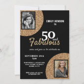 50 en Fabulous Gold Glitter 2 Foto 50e verjaardag Kaart (Voorkant)