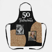 50 en Fabulous Gold Glitter 2 Foto 50e verjaardag Schort (Voorkant)