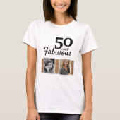 50 en Fabulous Gold Glitter 2 Foto 50e verjaardag T-shirt (Voorkant)