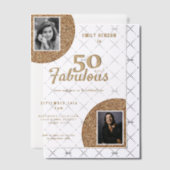 50 en Fabulous Gold Glitter 2 Foto 50e verjaardag Vellum Uitnodigingen (Offset (Uitnodiging))