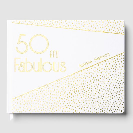 50 en Fabulous Gold Glitter 50th Birthday Gastenboek (Voorkant)