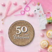 50 en Fabulous Gold Glitter 50th Birthday Papieren Bordje (Feest)